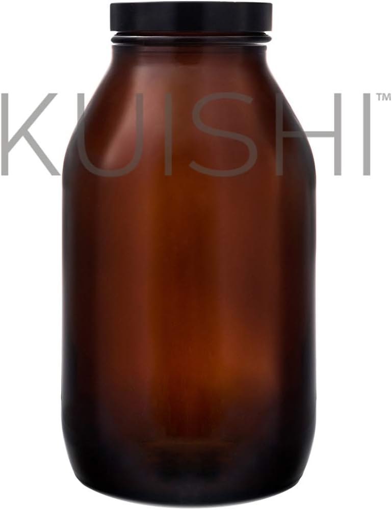Kuishi Brown Amber Glass Storage Jars [250 ml], Recycled Amber Glass