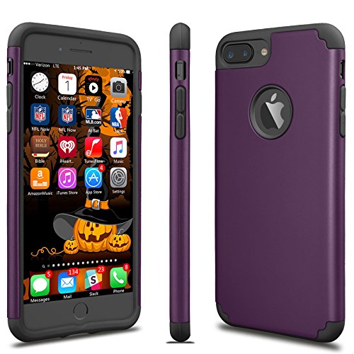 iPhone 8 Plus Case, iPhone 7 Plus Sturdy Case, Tekcoo [TBaron] Bumper Case Shock Absorbing Hard Hybrid Defender Cute Cover [Scratch Proof] Plastic Shell + TPU Rubber Inner [Purple]