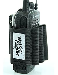 Walkie Caddy (Blanco) - Bolsa de accesorios para walkie talkies para Motorola CP 200 y la mayoría de los otros walkie talkies Negro con Bungee Blanco