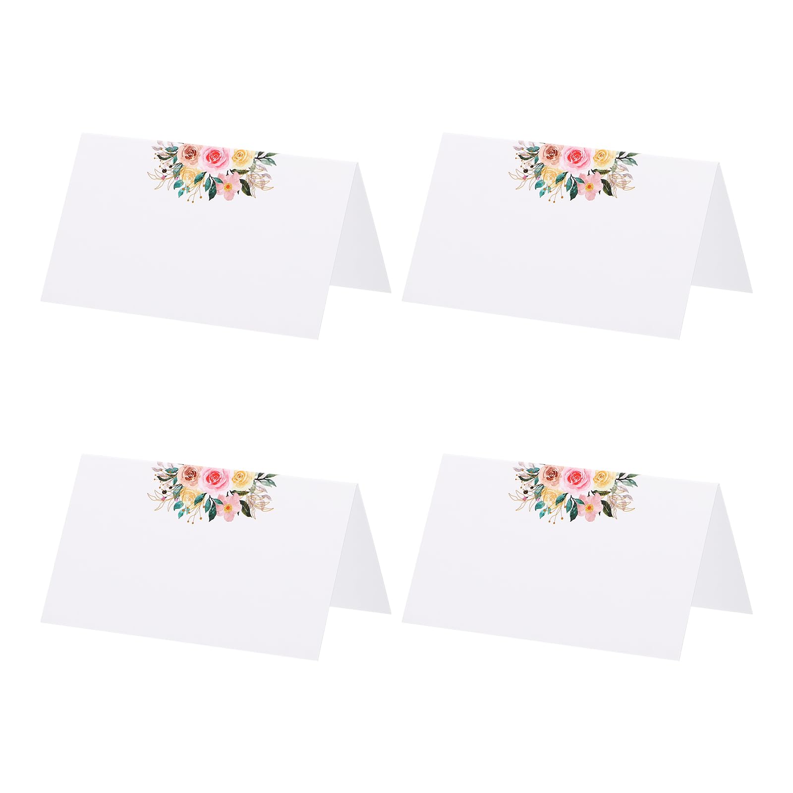 PATIKIL 25 Pack Reserved Table Signs, Seating Name Cards Flowers Tables Tent Blank Card for Wedding Restaurant Party Event Foodservice Banquets, White