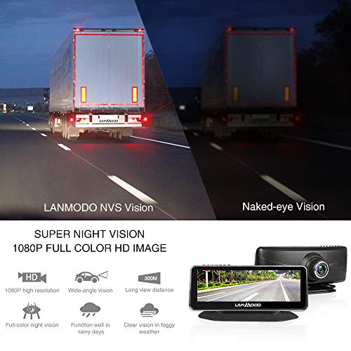 LANMODO Car Night Vision Front and Rear Dual Camera,Waterproof 8.2" HD