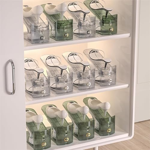 Fohome Clear Space Saving Shoe Stacker, Adjustable Shoe Slots Organizer Acrylic Shoe Rack Holder,Double Layer Stack Shoe Racks for Closet Organization (Transparent 10 Pack)