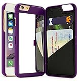 iPhone 7 Plus Case, Bastex Purple Hidden Back Wallet Mirror Case with Stand Feature and Card Holder for Apple iPhone 7 Plus