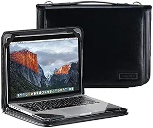 Broonel Black Leather Laptop Messenger Case - Compatible with The Dell Latitude 7410 14