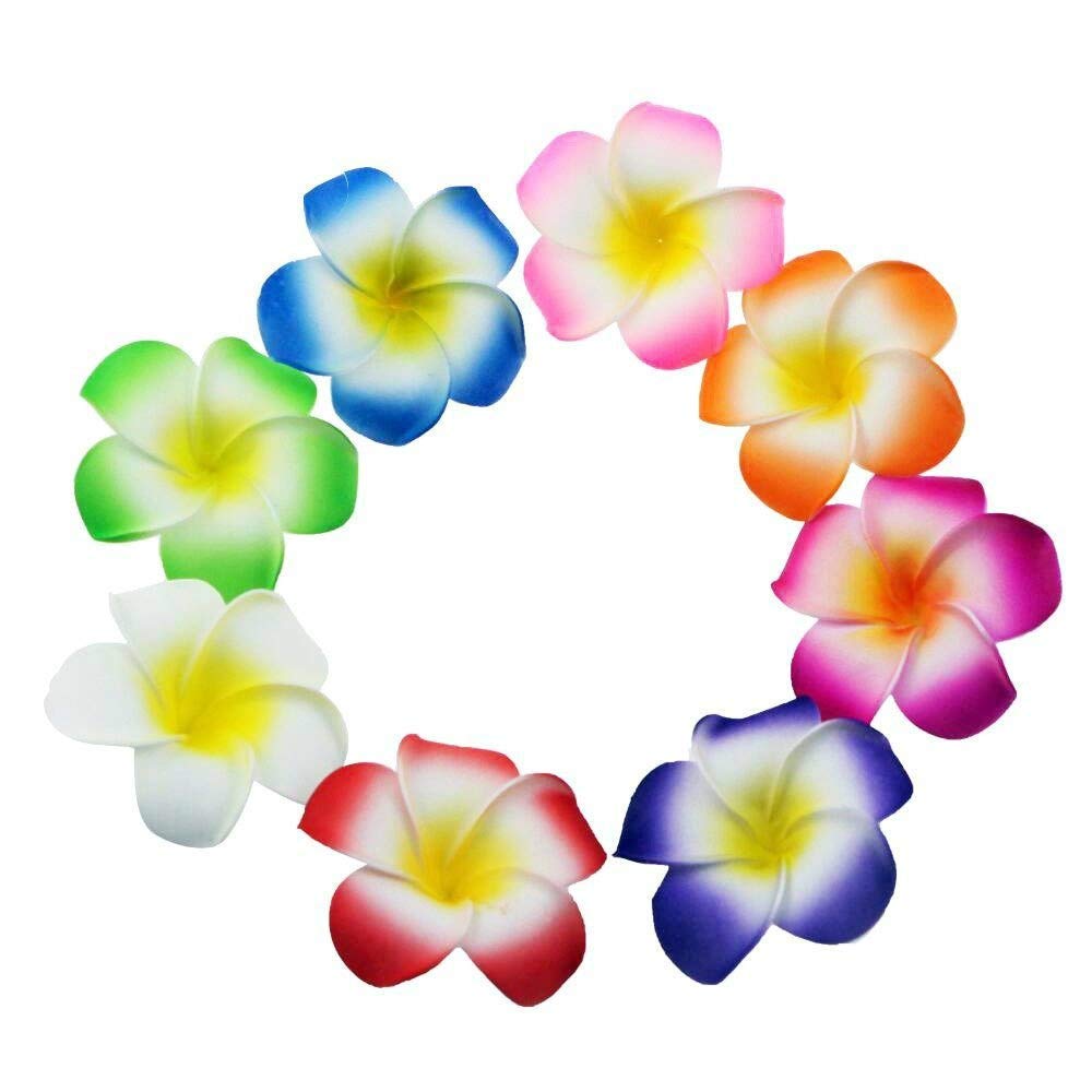 Set of 80 Hawaii Luau Plumeria Real Touch Flowers Frangipani Flower Heads for DIY Cake Topper Wedding Bouquets