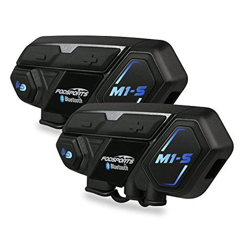 Fodsports Motorcycle Bluetooth Intercom with Music Sharing, M1S Pro 2000m 8 Riders Group Helmet Communication System Headset Universal Interphone (Waterproof/Handsfree/Stereo Music/GPS/2 Pack)