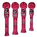Scott Edward Knitted Rose Grey Argyles Golf Head Covers 4PCS Handmade Fit Well for Driver and Fairway Woods with Long Neck Pom Pom Golf Club Headcovers Set