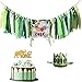 Safari Jungle Theme 1st Birthday Decorations, Safari Jungle Animal One Highchair Banner, Elephant Glitter Gold One Cake Topper with Green One Crown for Baby Boy Girl 1st Birthday Party Supplies. Wild