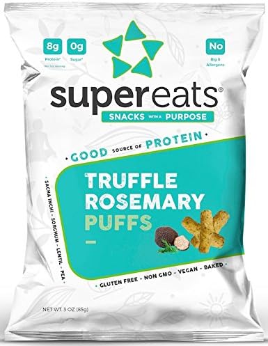 SuperEats High protein Puffs, Truffle Rosemary, 3 Ounce (Pack of 12)