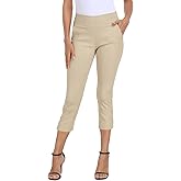 HDE Pull On Capri Pants for Women 21" Inseam Cropped Office Pants with Pockets