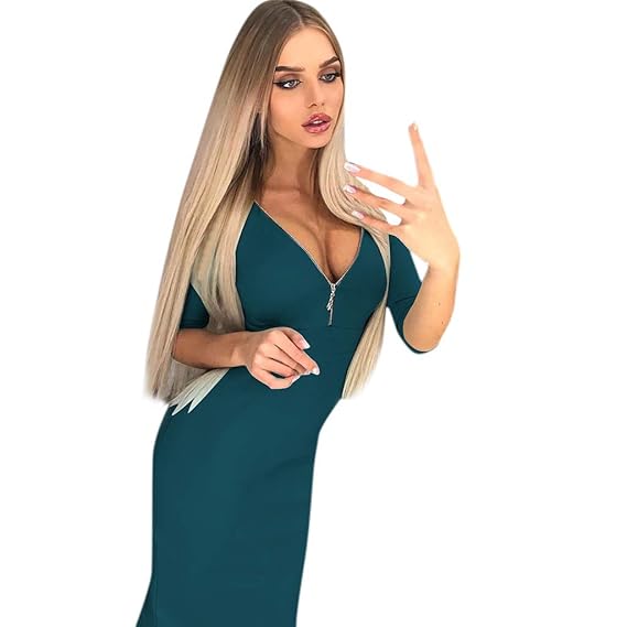 Amlaiworl Reißverschluss Bürodame Kleid Damen eng elegant Abendkleid Business Knielang cocktailkleid Winter Herbst Party Klei