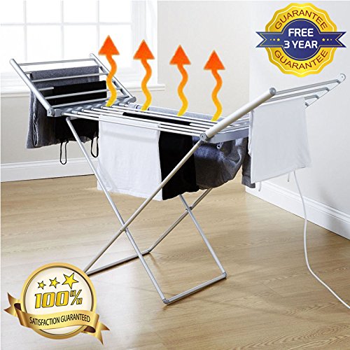 Electric Heated Indoor Folding Clothes Laundry Airer Dryer Drier Rack