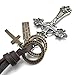 INBLUE Men's Alloy Genuine Leather Pendant Necklace Jesus Christ Cross Adjustable