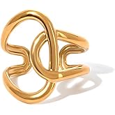 MASALA SOL Chunky Gold Statement Ring for Women, 18K Gold Plated Adjustable Ring, Premium Valentines Day Gifts for Her
