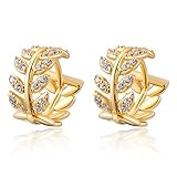Women Charm Jewerly 14K Gold Plated Stud Dangle Earrings Willow Leaves