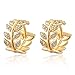 joyliveCY Women's Gold Plated Earrings Stud Dangle Willow Leaves Rhinestone Earrings
