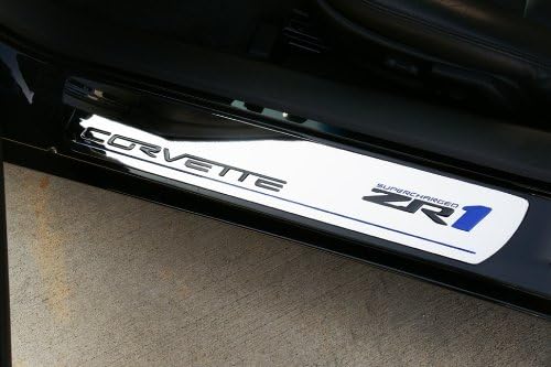 Corvette Door Sill Plates - Billet Chrome with ZR1 Logo :