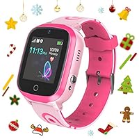 Kids Smart Watch with GPS Tracker -Children GPS/LBS Smartwatch Phone Touch Screen with SOS Waterproof with Tow-Way Call Voice Chat Game Alarm Clock for Boys Girls Birthday (Pink)