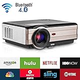 4200 Lumen LCD LED HD Home Theater Wireless Projector with Android Bluetooth, Support Full HD 1080P HDMI WiFi Airplay Smart Multimedia TV Proyector for Outdoor Indoor Movie Holiday Party Game Console
