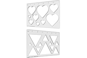 RichVibe Router Inlay Template Set Woodworking Jigs, Heart and Triangle Shapes with Rulers, 9 & 12 Sizes, Reusable Acrylic Te