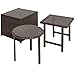 Best Choice Products Set of 3 Outdoor Patio Wicker Tables w/Square, Round, and Ottoman Table, Brown