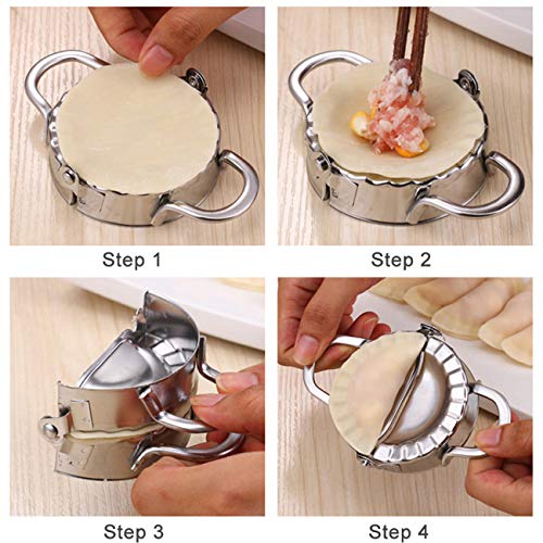5 Pieces Stainless Steel Dumplings Maker, 2 Dumpling molds (9.5 cm, 7.5 cm) 3 Dumpling Skin Maker (9.5 cm, 8.5 cm, 7.5 cm) Chinese Dumpling Cutter Pie Ravioli Empanadas Press Mold Kitchen Accessories