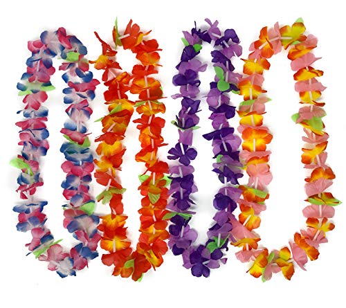 50 Piece Hawaiian Leis - Tropical Flower Leis for Luau Party