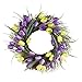 Collections Etc Purple and Yellow Tulip Floral Wreath, Outdoor and Indoor Decor