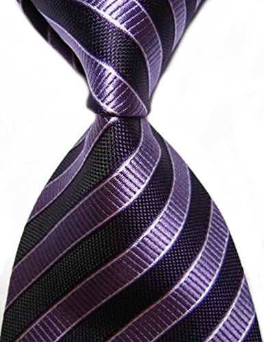 New Black Purple Striped Classic Woven Men's Tie Suit Necktie Wedding Party Gift Ties