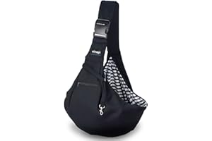 NATUYA Small Dog Carrier Sling Cat Sling,Adjustable Strap Hand Free Pet Puppy for Outdoor Traveling Subway (Black, Snap)