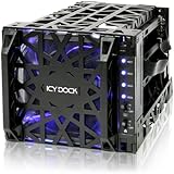 ICY DOCK Black Vortex MB074SP-1B 4 Bay 3.5" SATA Hard Drive Backplane Cooler Cage with 120mm Front LED Fan in 3x 5.25" Bay (INTERNAL SATA)