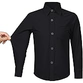 2T-16Y Boys' Stretch Long Sleeve Button Down Toddler Dress Shirt Wrinkle Free Oxford Uniform Shirt with Chest Pocket