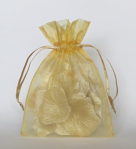 Organza Drawstring Gift Bag 8 x 12 inches 8"x12" Quantity of 20 (Gold)