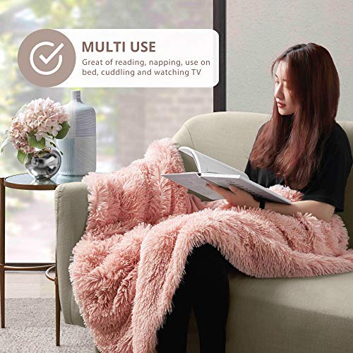 Hyde Lane Blush Pink Throw Blanket for Couch Sofa, Reversible Ultra