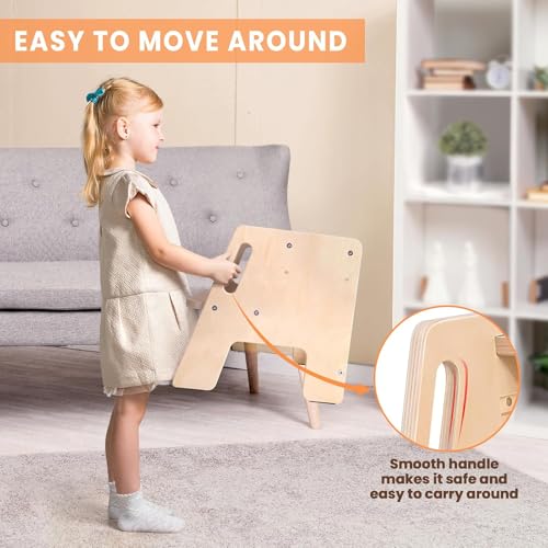 Adjustable 2-Step Toddler Step Stools, Wooden Kid Potty Training Stool for Bathroom Sink, Kitchen, Bedroom, Natural 38 * 33 * 31Cm