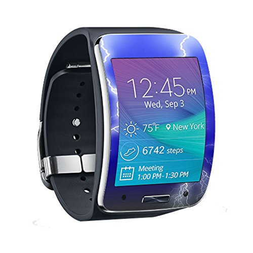 MightySkins Protective Vinyl Skin Decal for Samsung Galaxy Gear S Smart Watch Cover wrap Sticker Skins Lightning Storm