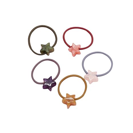 Frcolor 5pcs Star Hair Ties Elastic Baby Girl Hair Bands Toddler