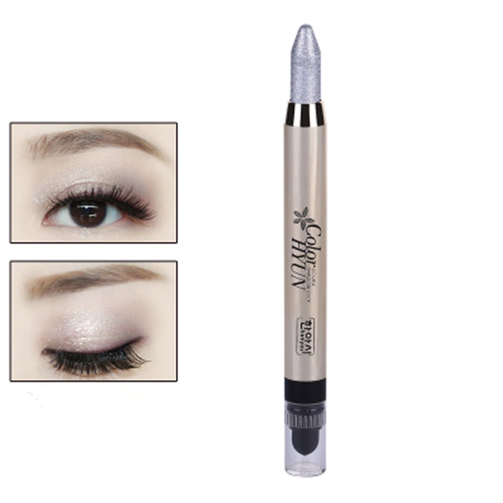 Frcolor Cream Eyeliner Eye shadow Pencil Lying Silkworm Big Smokey Eyes Shimmer Makeup Glitter Eye Liner Pen (Silver)
