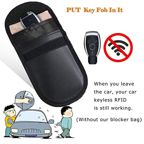 SUKEQ Car Key Signal Blocker Case, Keyless Entry Fob Guard Blocking Pouch Bag Defend WIFI/SMS/Bluetooth/NFC/RFID Remotes Control Antitheft Lock Device, Healthy Cell Phone Credit Card Privacy P (1PC)