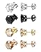 ORAZIO 4 Pairs Stainless Steel Women Stud Earrings Mens Ear Piercing Cubic Zirconia Earrings 4mm