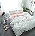 Kids Queen Bedding Sets 3 Piece Soft Cotton Floral Duvet Cover Set Full for Girls Women Reversible Geometric Striped Comforter Cover with Zipper Closure Flower Garden Design,Gift for Teens Children