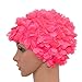 Medifier Lace Vintage Swim Cap Floral Petal Retro Style Bathing Caps for Women Rose (Rose Red)