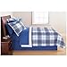 Bedding Set Complete 6pc Boy Blue Plaid College Dorm Reversible Twin/Twin Comforter and Bedding Set