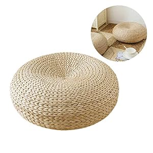 Lamptti Japanese Style Handcrafted Eco-friendly Padded Knitted Straw Flat Seat Cushion,Hand Woven Tatami Floor Cushion Corn Maize Husk (45 * 15cm/17.72 * 5.91in)