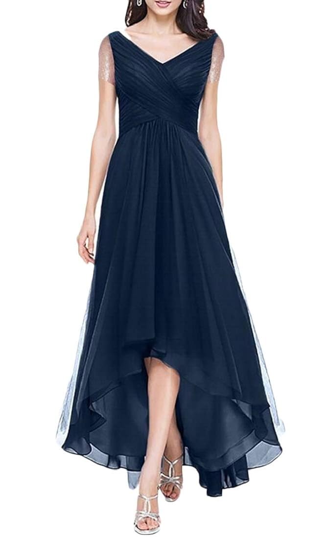 Buy cfzsyyw Women's Elegant V Neck High Low Hem Cocktail Evening Party