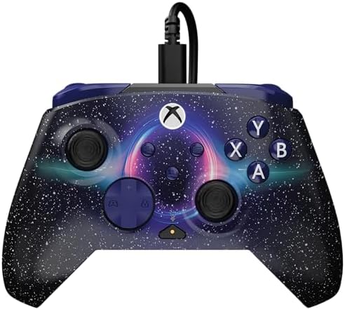 Rematch Advanced Dark Cosmos Controller da gaming con cavo per Xbox e PC. Con licenza per Xbox con pulsanti rimappabili, grilletti sensibili e comandi audio