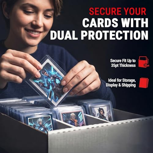 200 Card Sleeves Toploads for Cards, 3" x 4" Double-Sided Film Clear PVC Hard Card Sleeves, Anti-Scratch Card Holders for TCG/Sports/Baseball/Football Cards (100 Hard Sleeve + 100 Soft Sleeve)