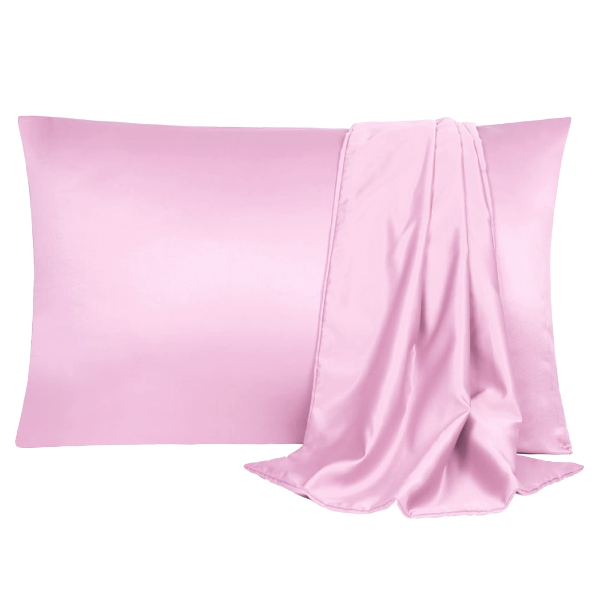 sourcing map Pillowcase Set Silk Satin Pillow Cases for Hair and Skin, Pillow Cases 2 pack with Envelope Closure Lilac 50 x 75cm