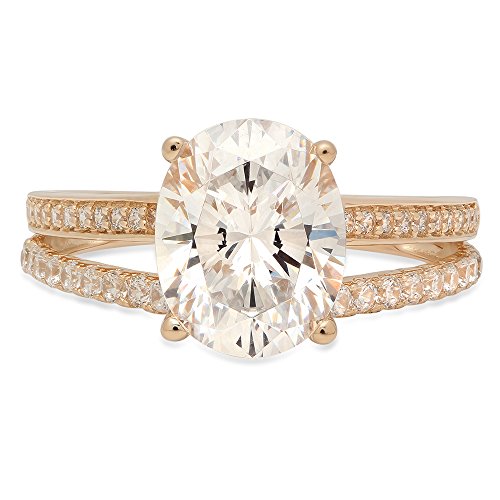 Clara Pucci 2.10 ct Brilliant Oval Cut Simulated Diamond CZ Designer Wedding Promise Ring Bridal Jewelry in Solid 14K Yellow Gold