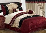 Chezmoi Collection 7-Piece Embroidery Tree Branch with Leaf Comforter Set for Queen Size Bedding